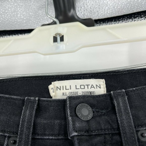 Nili Lotan Jeans Black High Waisted Skinny Frayed Hem High-Rise Stretch Size 24 - Picture 3 of 8